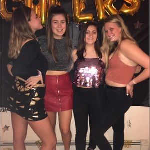 Red “leather” mini super skirt